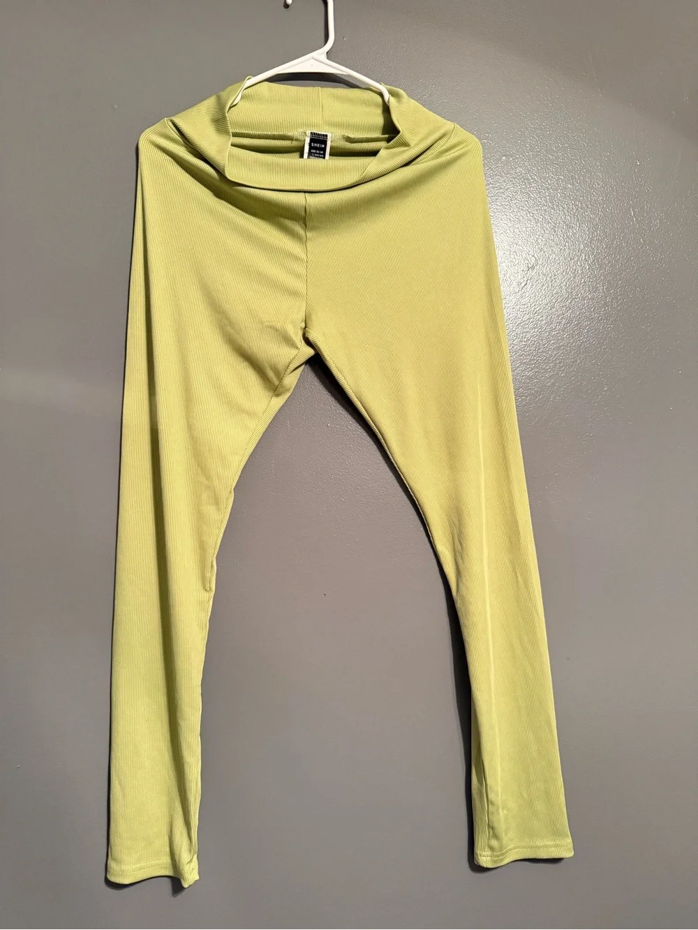 SHEIN Lime Green Ribbed Cropped Top & High-Waist Leggings Set
